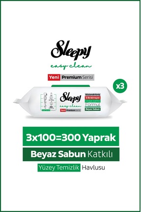Sleepy Easy Clean Premium Beyaz Sabun Katkılı Yüzey Temizlik Havlusu Mendili ...