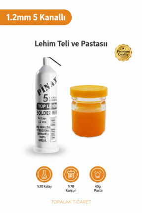 TOPALAKTİCARET Tüp Lehim Teli 10 gr 1.2mm Lehim Pastası -