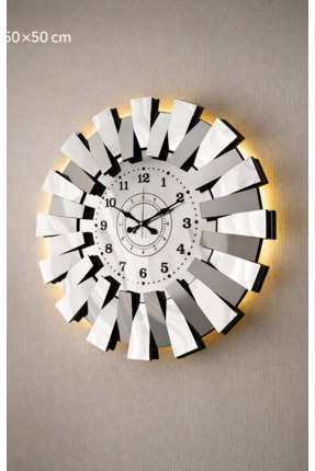 Pey Aksesuar Işıklı (LED) 3 Boyutlu Piyano Lüxs Model Aynalı Duvar Saati  (Pl...