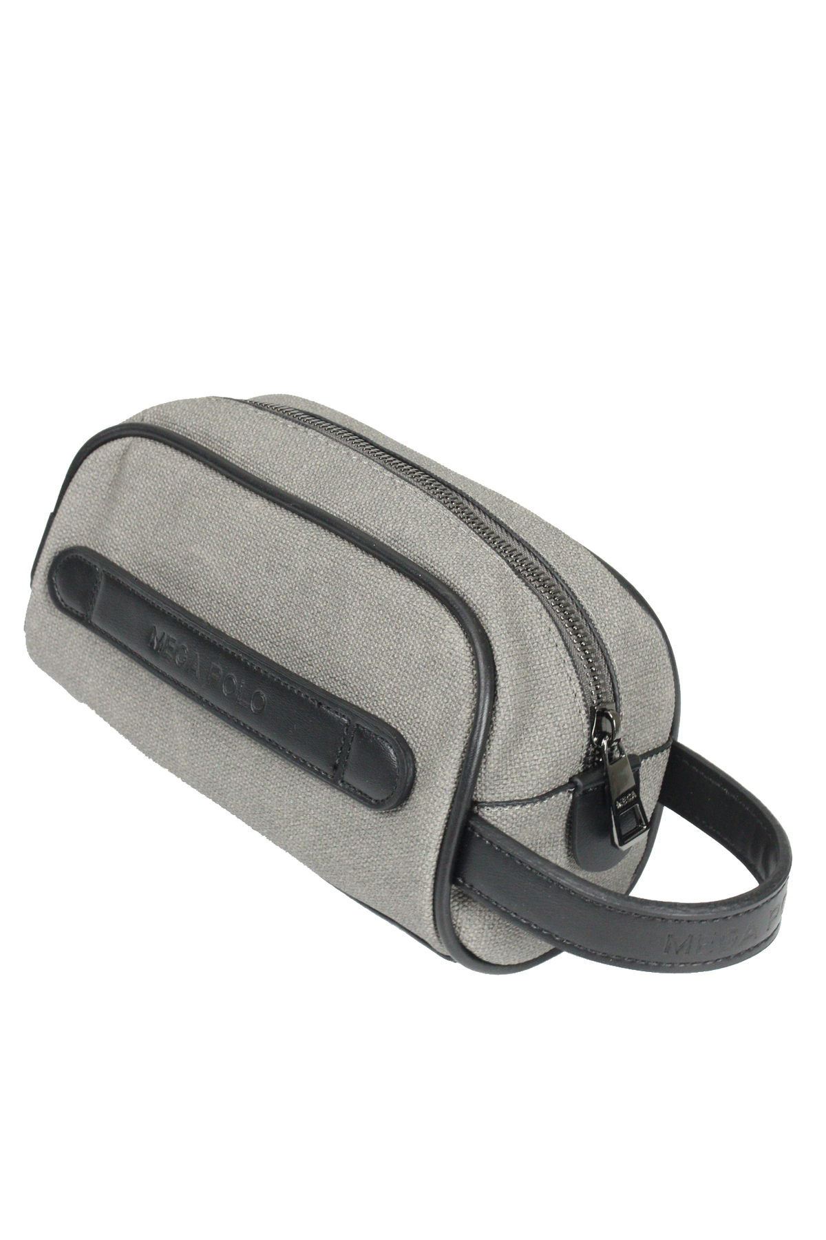 M 433 Kanvas El / Clutch / Makyaj / Tıraş Çantası Gri-Siyah