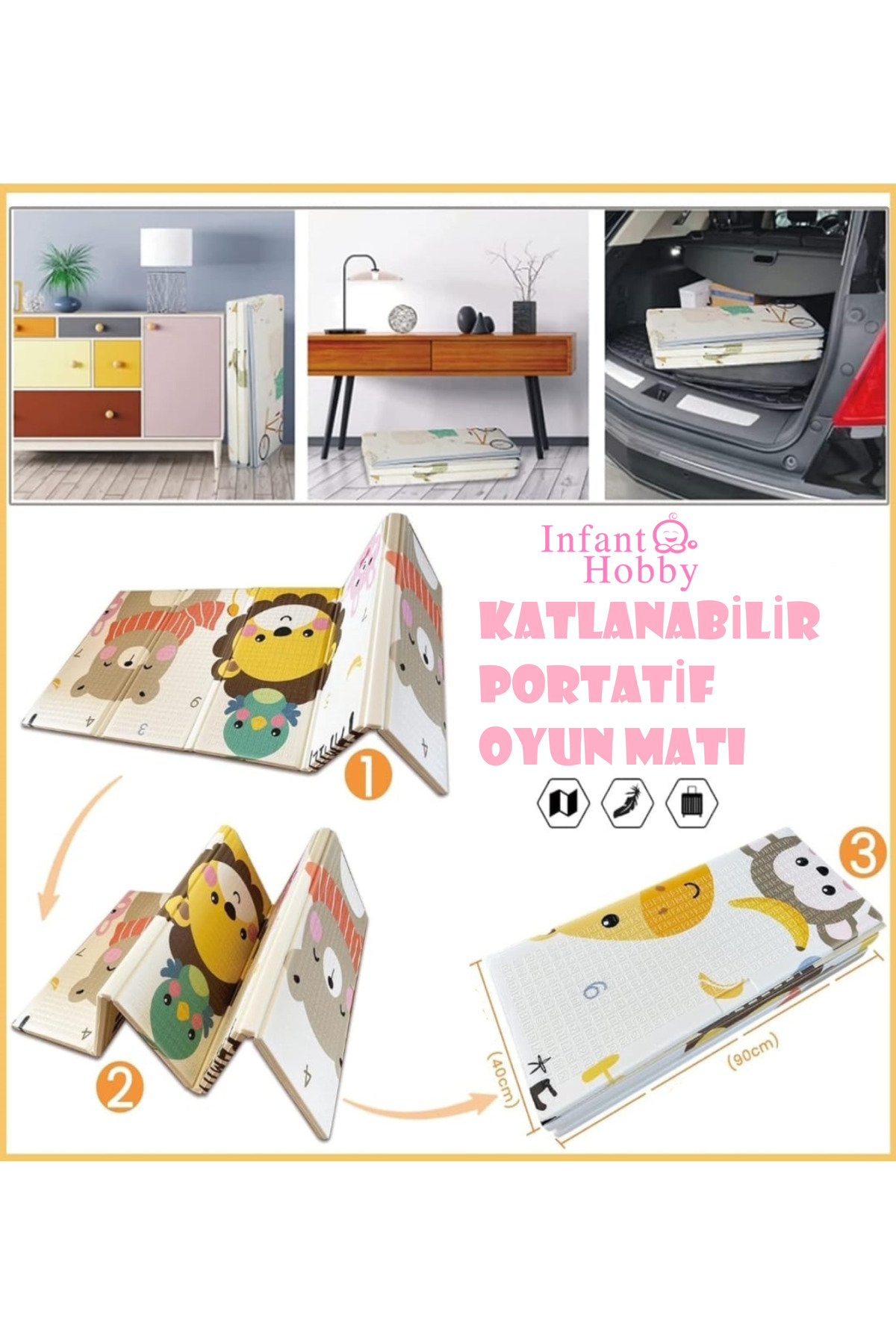 İnfant Hobby Forest Premium Katlanabilir Oyun Matı Oyun Halısı (ÖZEL TAŞIMA ÇANTALI) fotoğrafı 4 (önizleme)