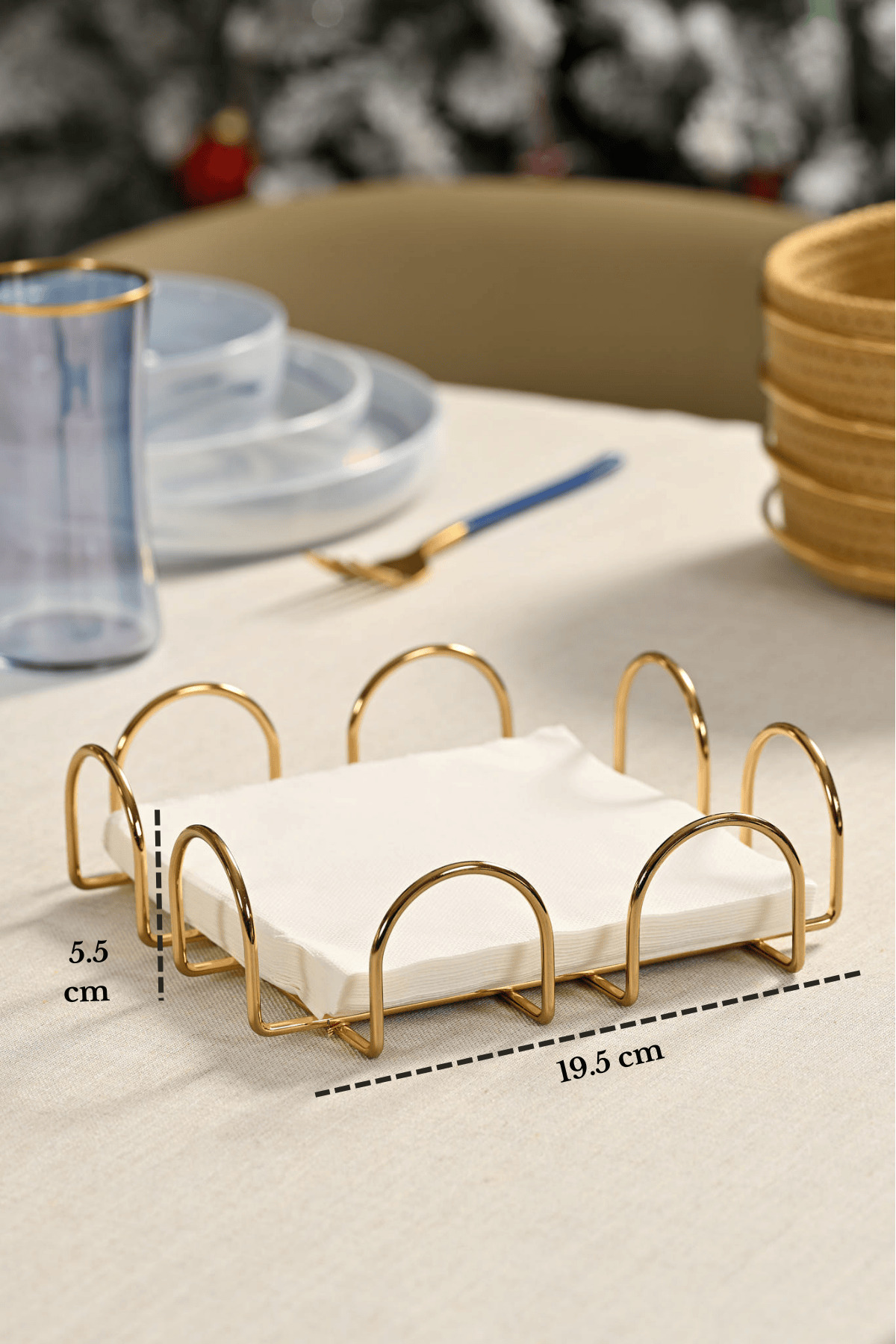 Parlak Altın 18 Cm Peçetelik Büyük Boy Peçete Standı Kafe Restoran Otel Paslanmaz Metal