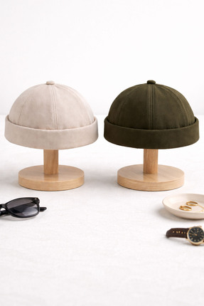 Ritagarcia Ayarlanabilir Haki-bej Retro Takke Yazlık 2.li Set