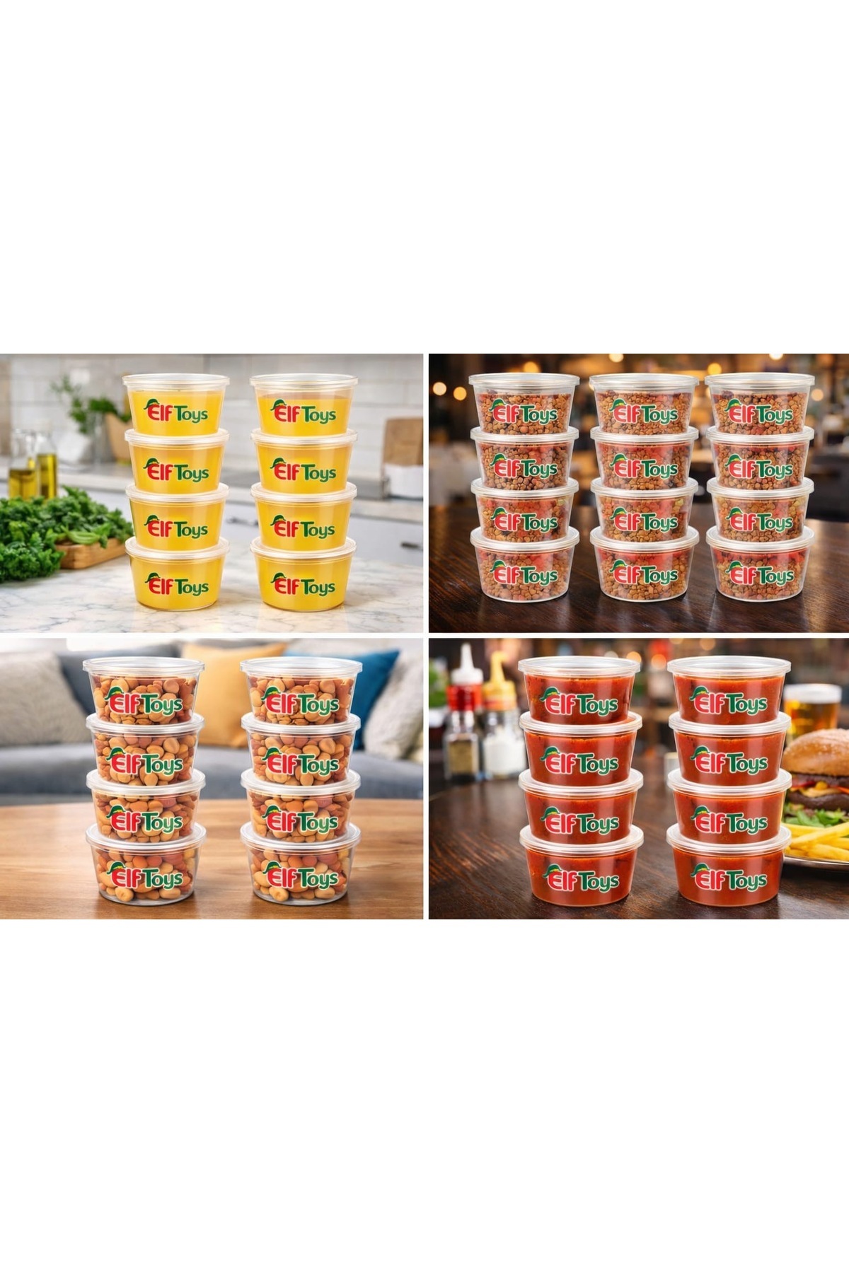 Elf Toys Sızdırmaz Sos Kabı 60 ml / 2oz Yuvarlak Kendinden Kapaklı 20 Adet tavuk suyu , et suyu, sos — Koksal Pack — Saklama Kabı (5)