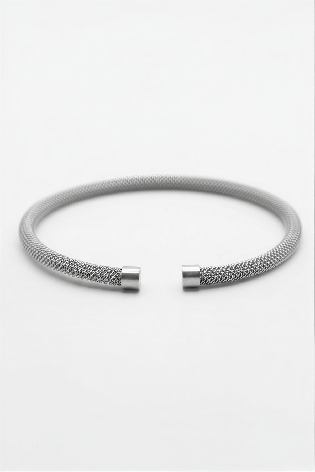 Men's Knitting Clamp Steel Bracelet - Silver