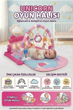 PAPAYA Pembe Aynalı Çıngıraklı Oyun Halısı Piyanolu