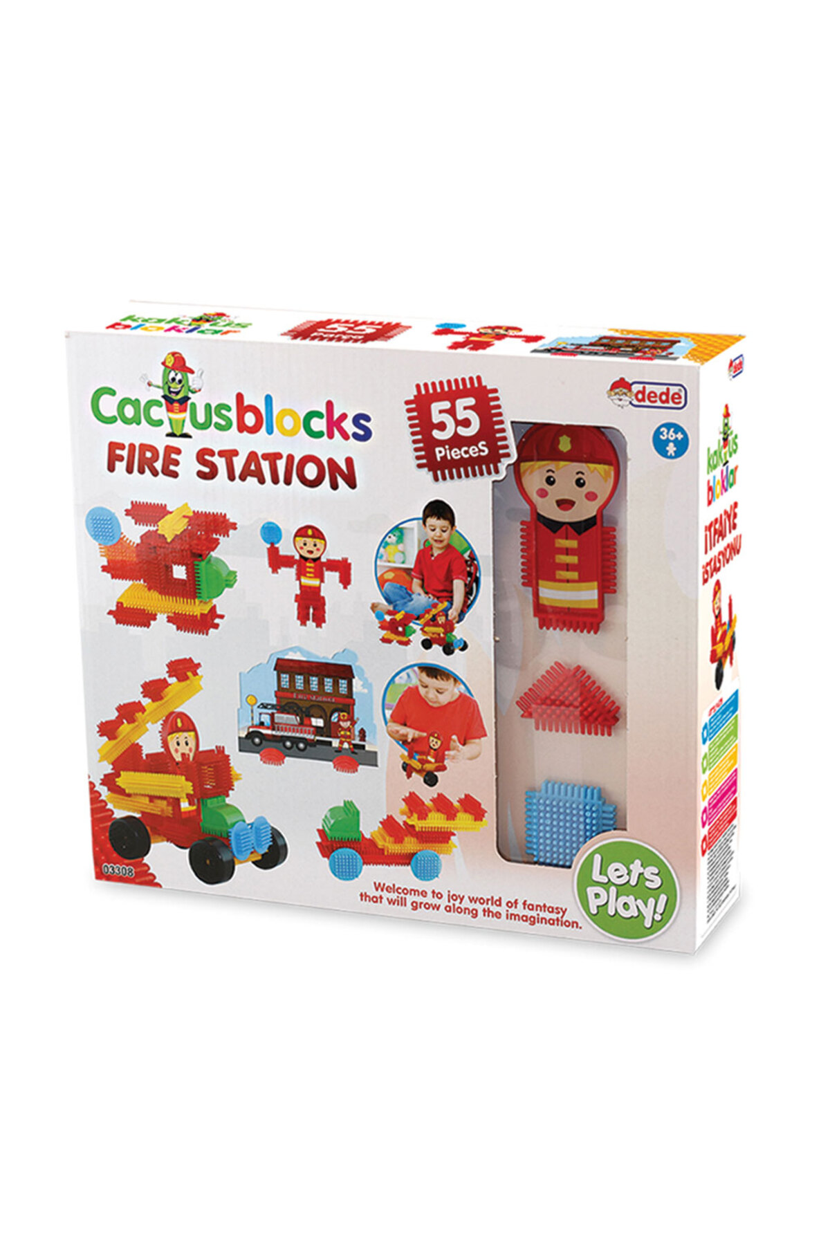 a v d a 55 Parça İtfaiye Kaktüs Blok Seti Renkli Kaktüs Bloklar Yapı Oyuncağı fotoğrafı 2 (önizleme)