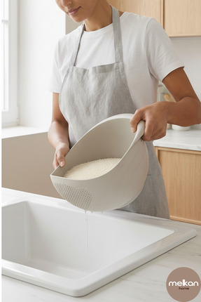 Melkan Home Çok Amaçlı Süzgeç & Pirinç Süzgeci 3 Litre Krem