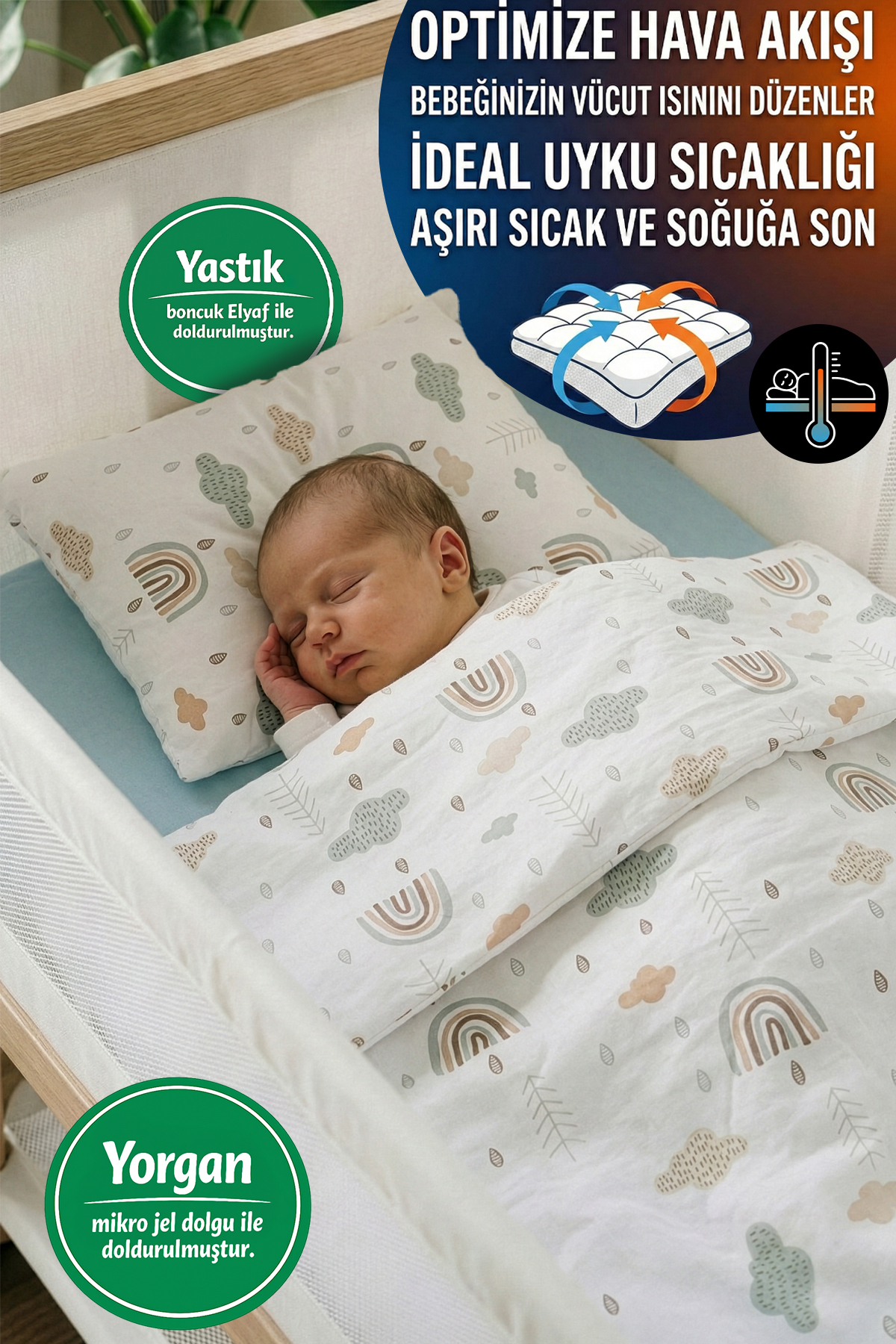 Yada Baby %100 Pamuklu Kumaştan Bebek Park Beşik 5 Parça Yorgan Ve Nevresim Takımı (70 X 120 CM) fotoğrafı 2 (önizleme)