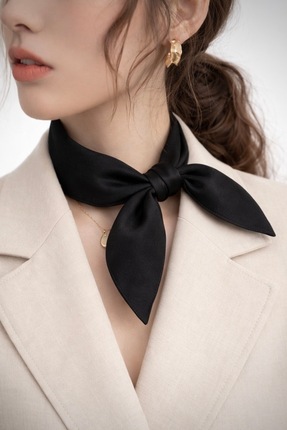 Vanelia Siyah Düz Fular Bandana