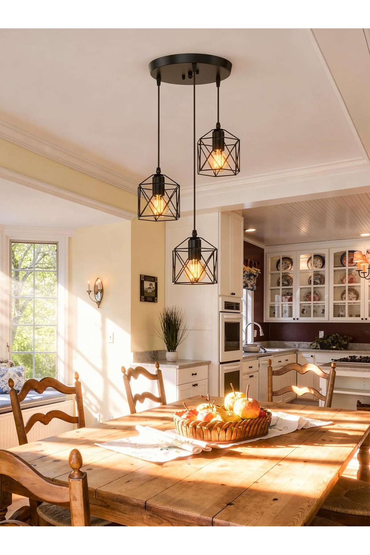 ثريا معلقة صناعية أسود 3 رؤوس | إضاءة عصرية للمطبخ...