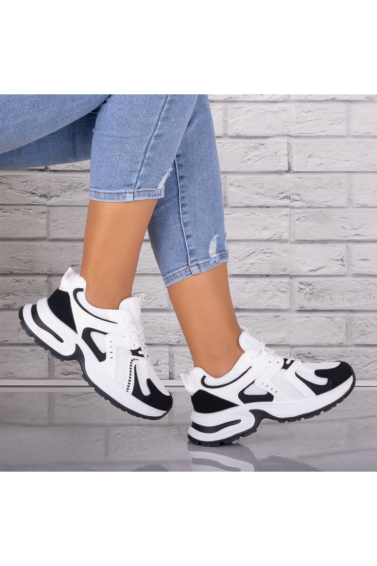 Botinelli Pantofi sport pentru femei, alb/negru, piele/textil, Sianna, 36