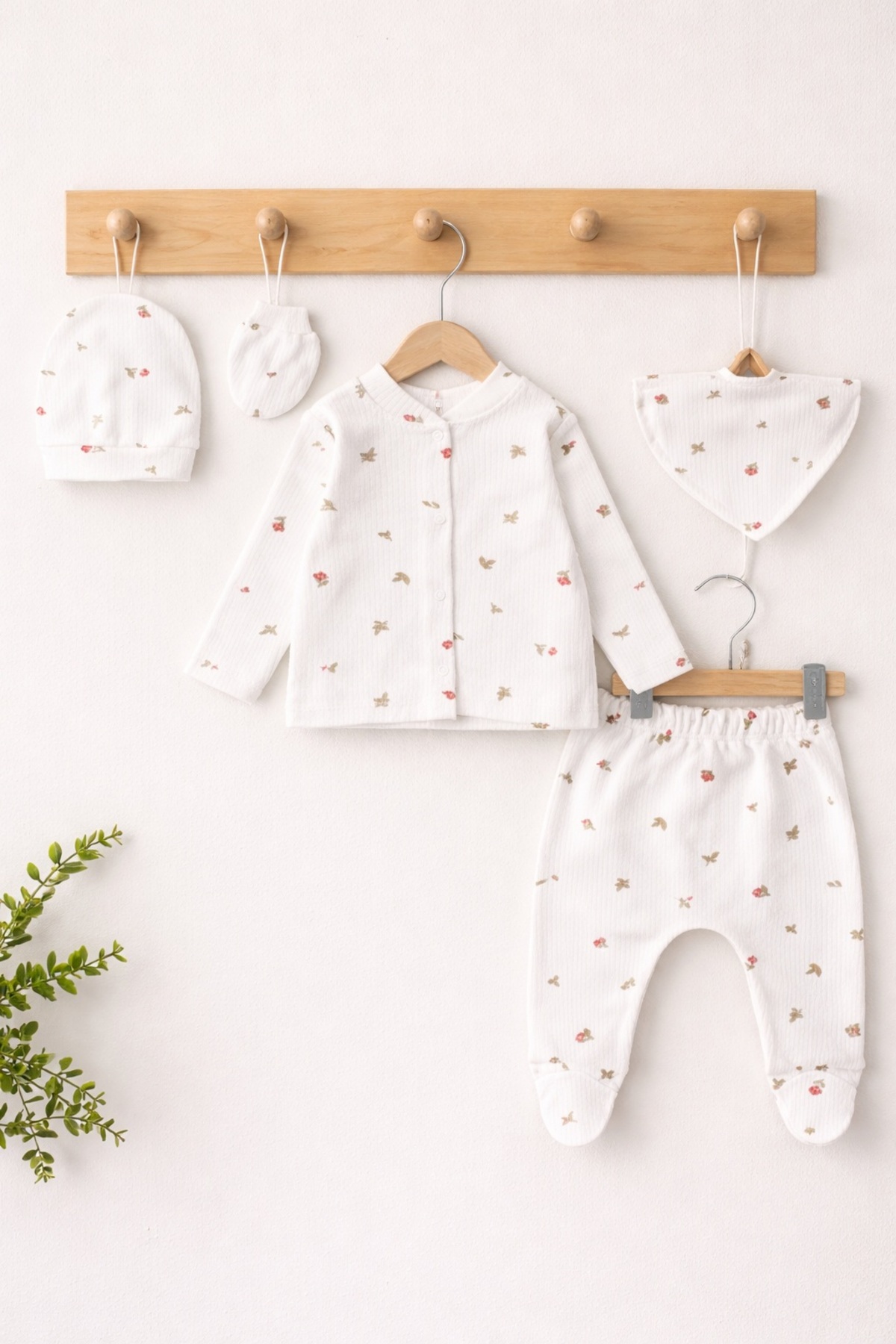 ENİA BABY Yenidoğan Bebek Desenli 5 Parça Hastane Çıkış Seti Kız Bebek Erkek Bebek Yenidoğan fotoğrafı 2 (önizleme)