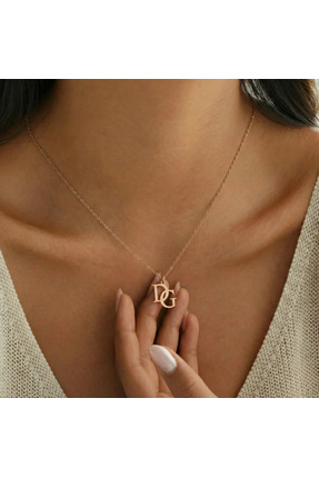 Soleildor 925 ayar Orijinal Gümüş Kişiye Özel İki Harf Gümüş Kolye