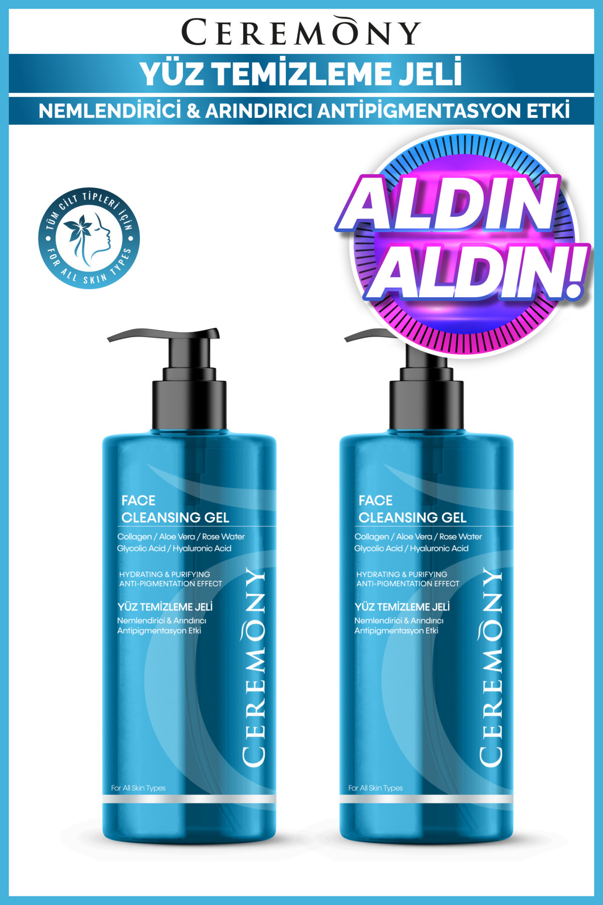 Ceremony Hyaluronik Asit Temizleme Jeli 400 ml | Nemlendirici Bariyer Dostu Cleanser x 2 Adet — TYC69SXR8N170478729324654