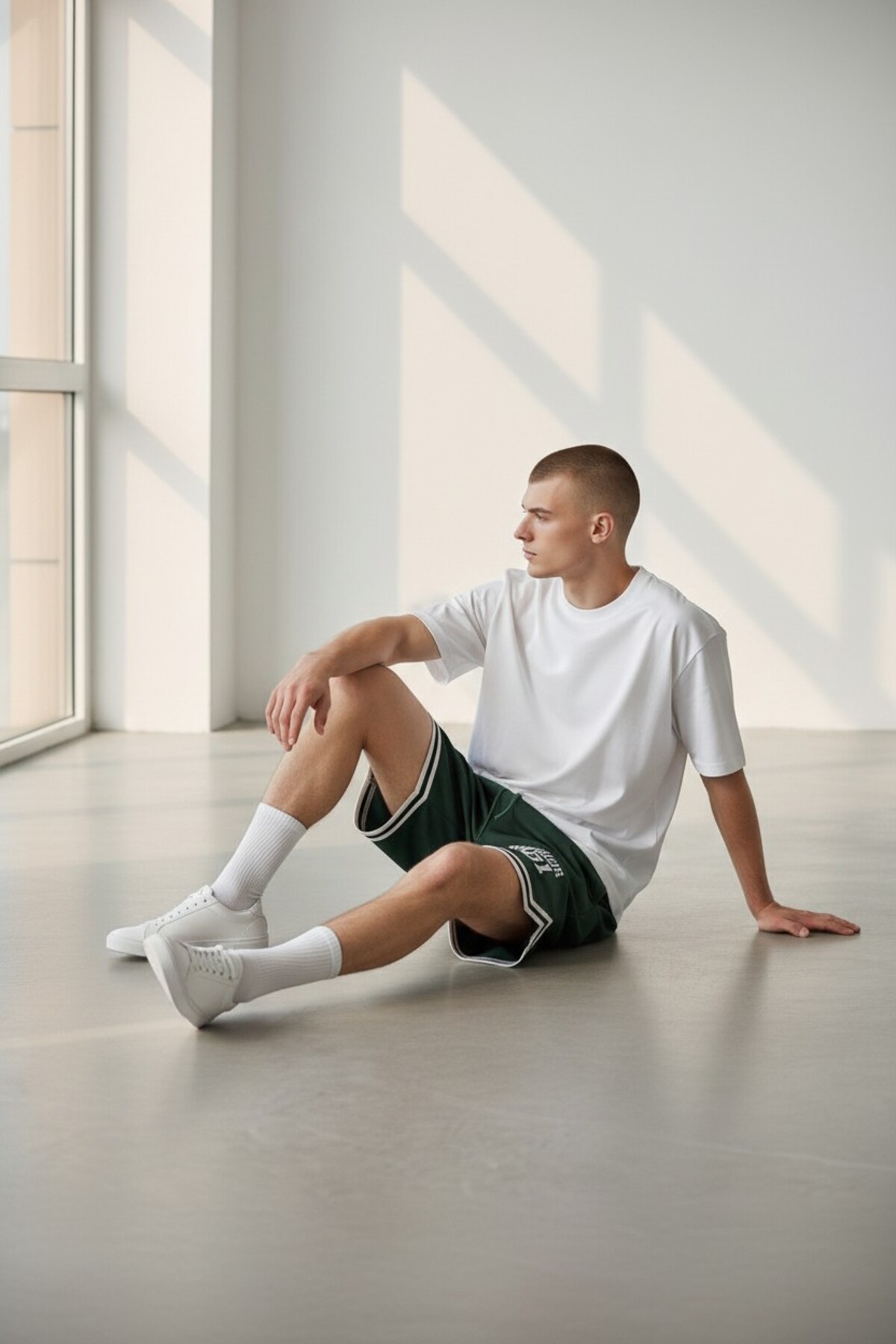 Altamira  Erkek Yeşil Superior Baskılı Paça Şeritli Şort - Görsel 3