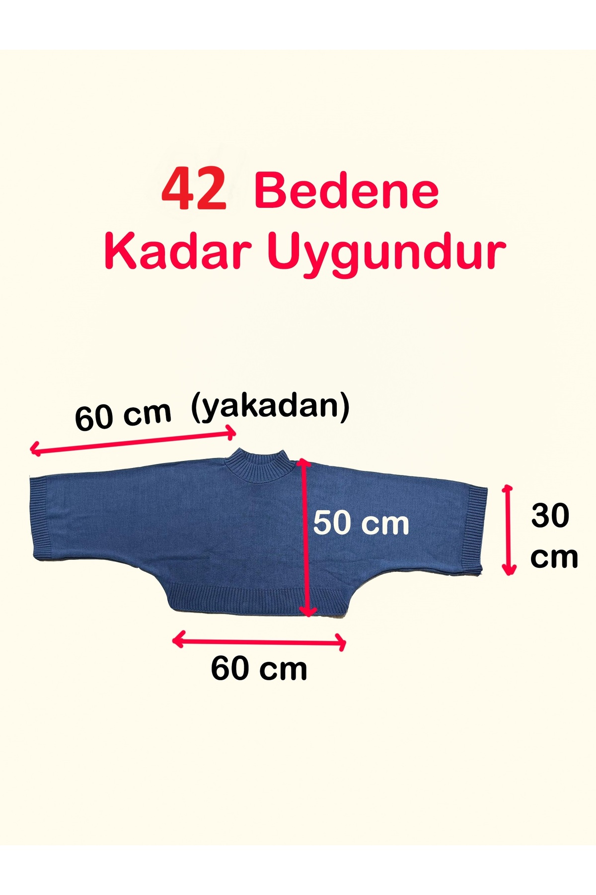 Genel Markalar  Kadın Ekru Yarasa Kol Kazak - Görsel 3