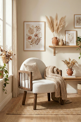 Zem Tosca Bohem Berjer Ceviz Ahşap, Kırık Beyaz