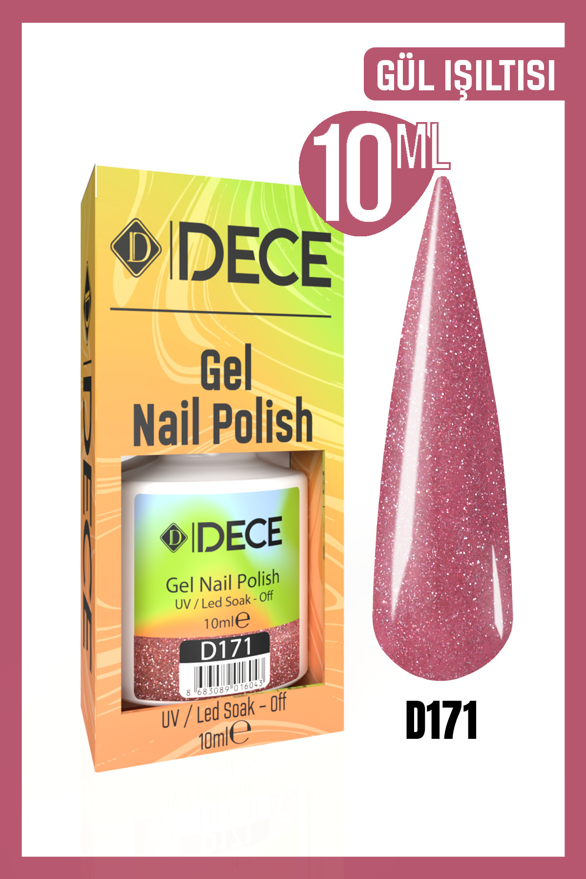 Dece Kalıcı Oje UV LED D171 (IŞILTI SERİSİ) 10ml — صورتی 868308901603603
