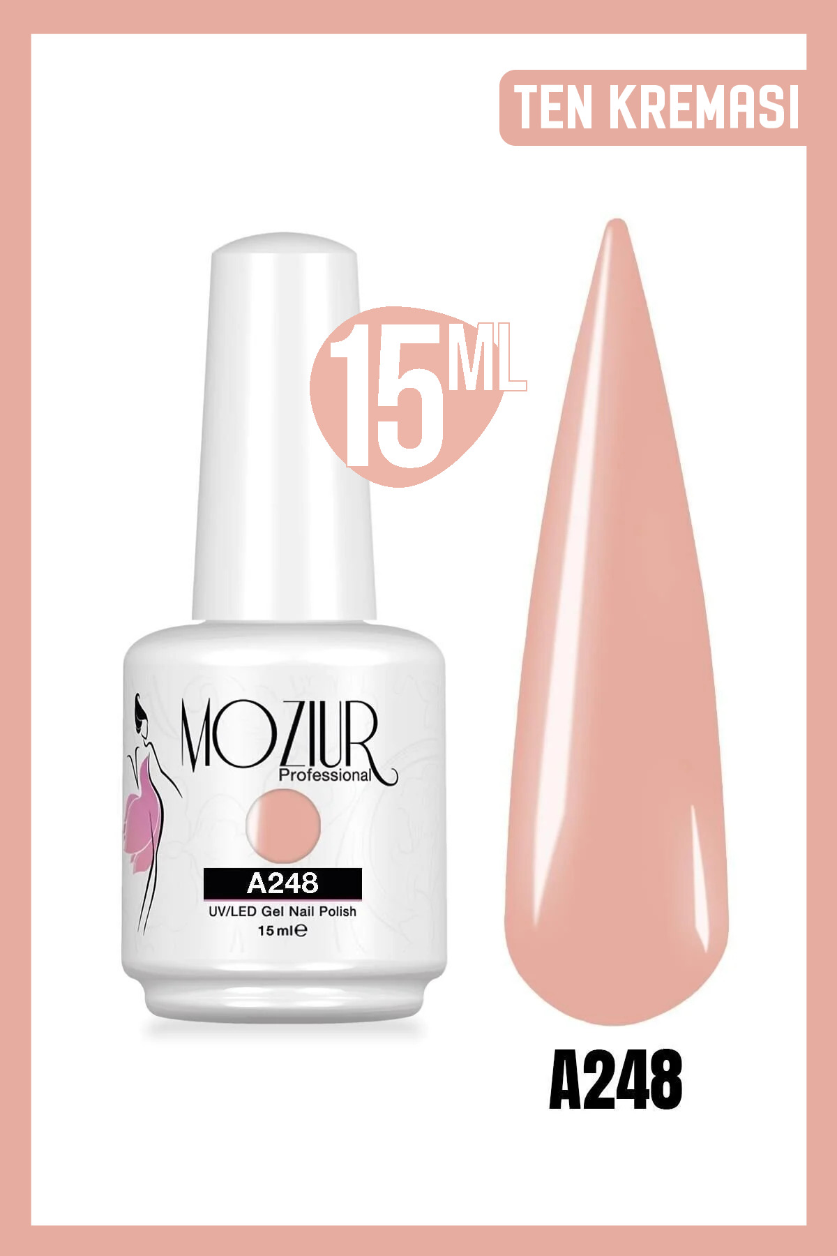 MOZIUR Kalıcı Oje UV Led A248 (NUDE SERİSİ) 15ml — صورتی 8683089009045