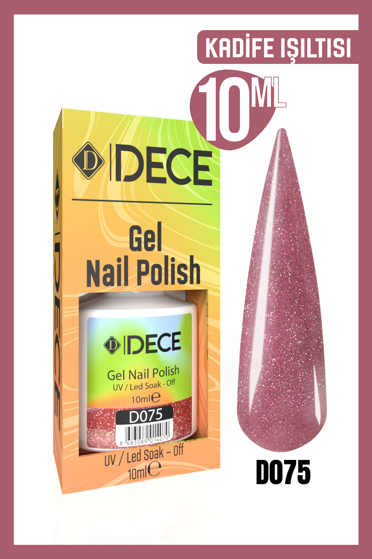 Kalıcı Oje UV LED D075 (SİMLİ SERİ) 10ml — صورتی 8683089014038801