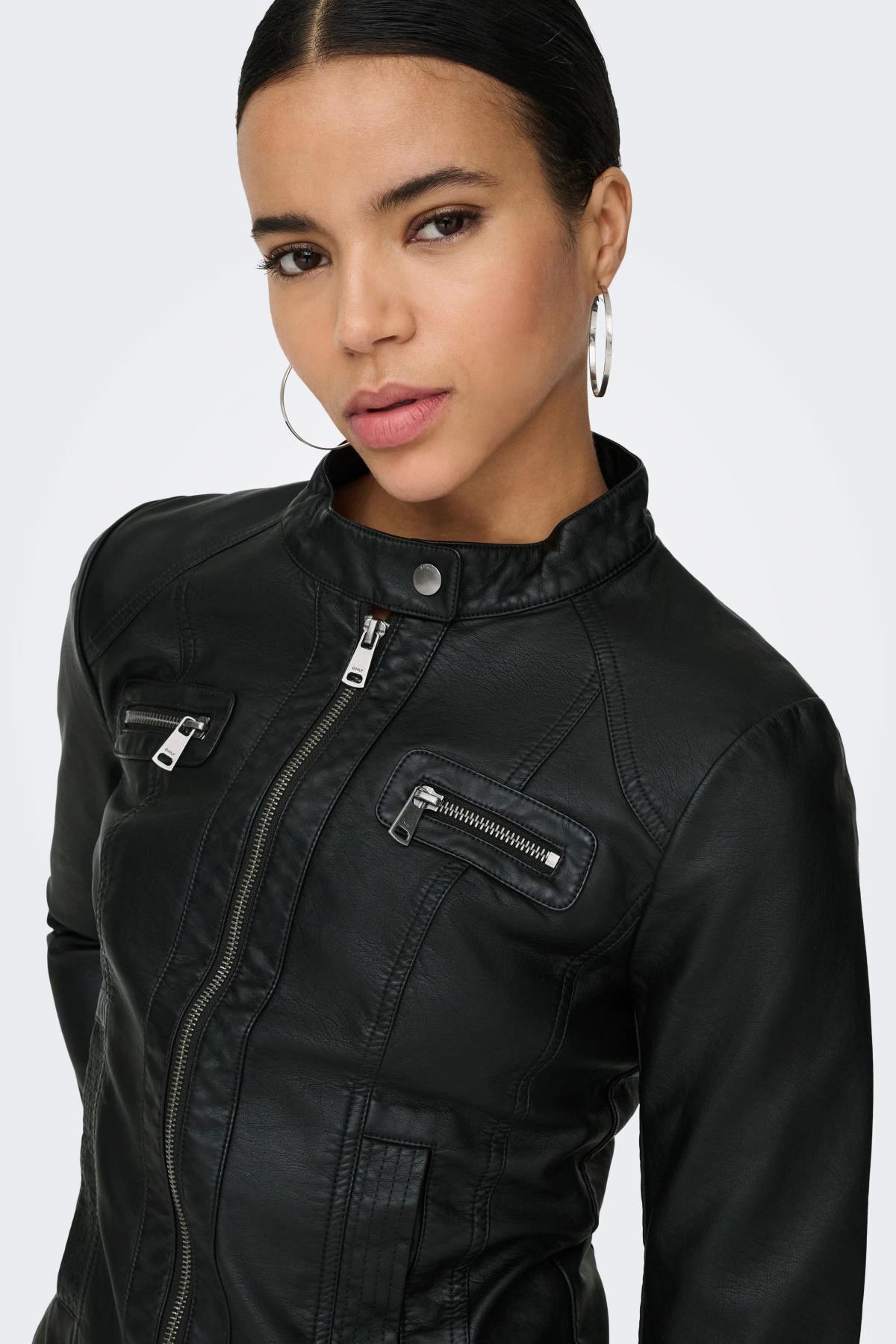 ONLY  15081400 Suni Deri Ceket - Siyah - Görsel 5