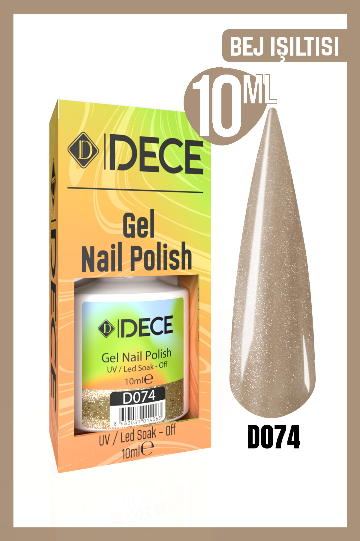 Kalıcı Oje UV LED D074 (SİMLİ SERİ) 10ml — بژ 8683089014038801