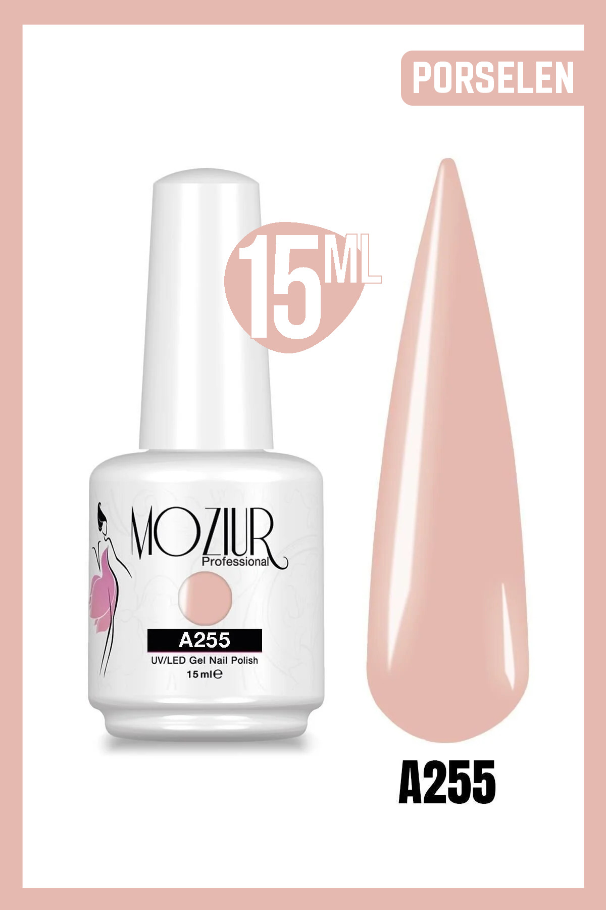 MOZIUR لاک ناخن دائمی UV LED A255 (سری NUDE) 15 میلی لیتر — تصویر 8683089009045