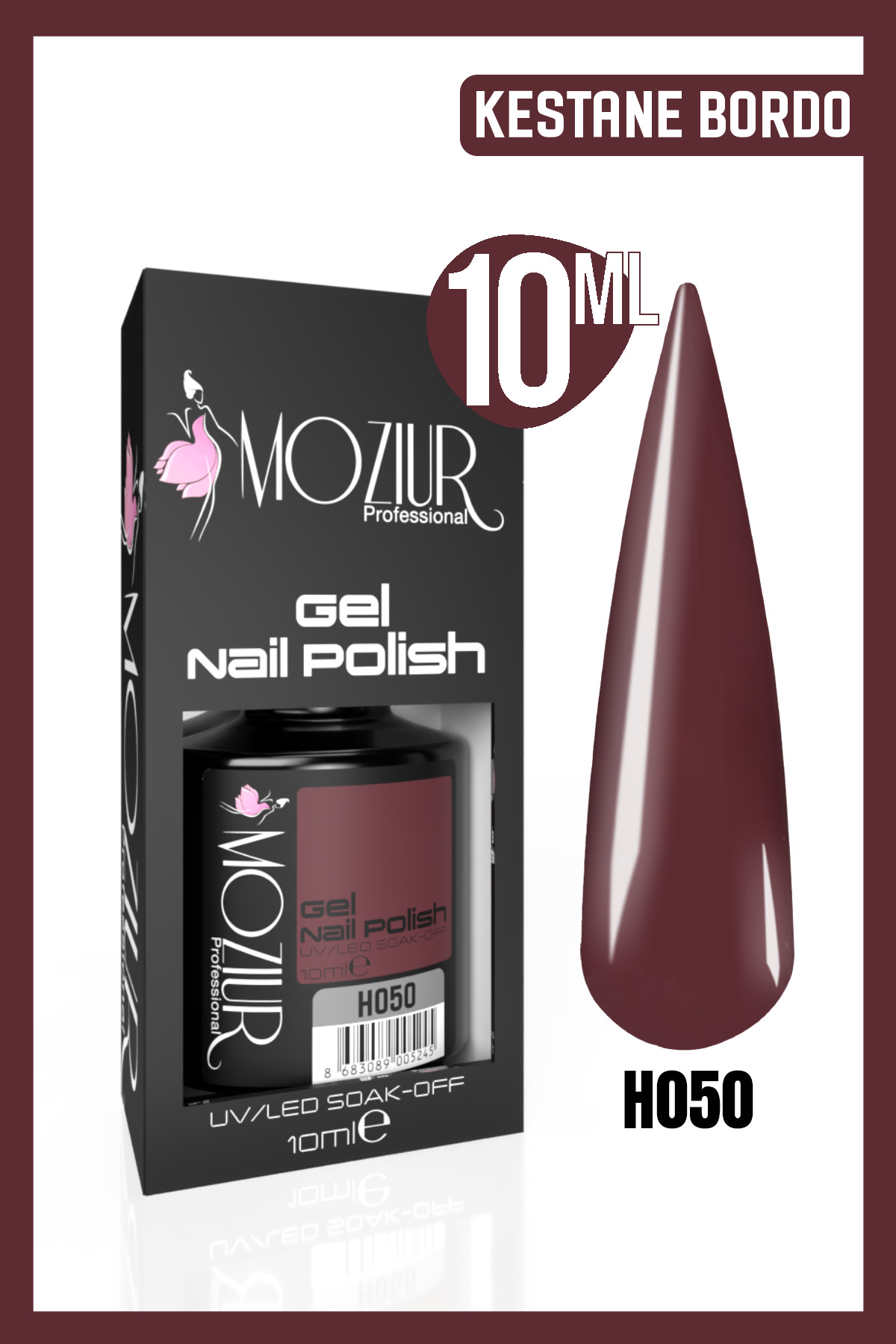 MOZIUR Kalıcı Oje Uv Led H050 (BORDO SERİSİ) 10ml — رنگارنگ 8683089004750