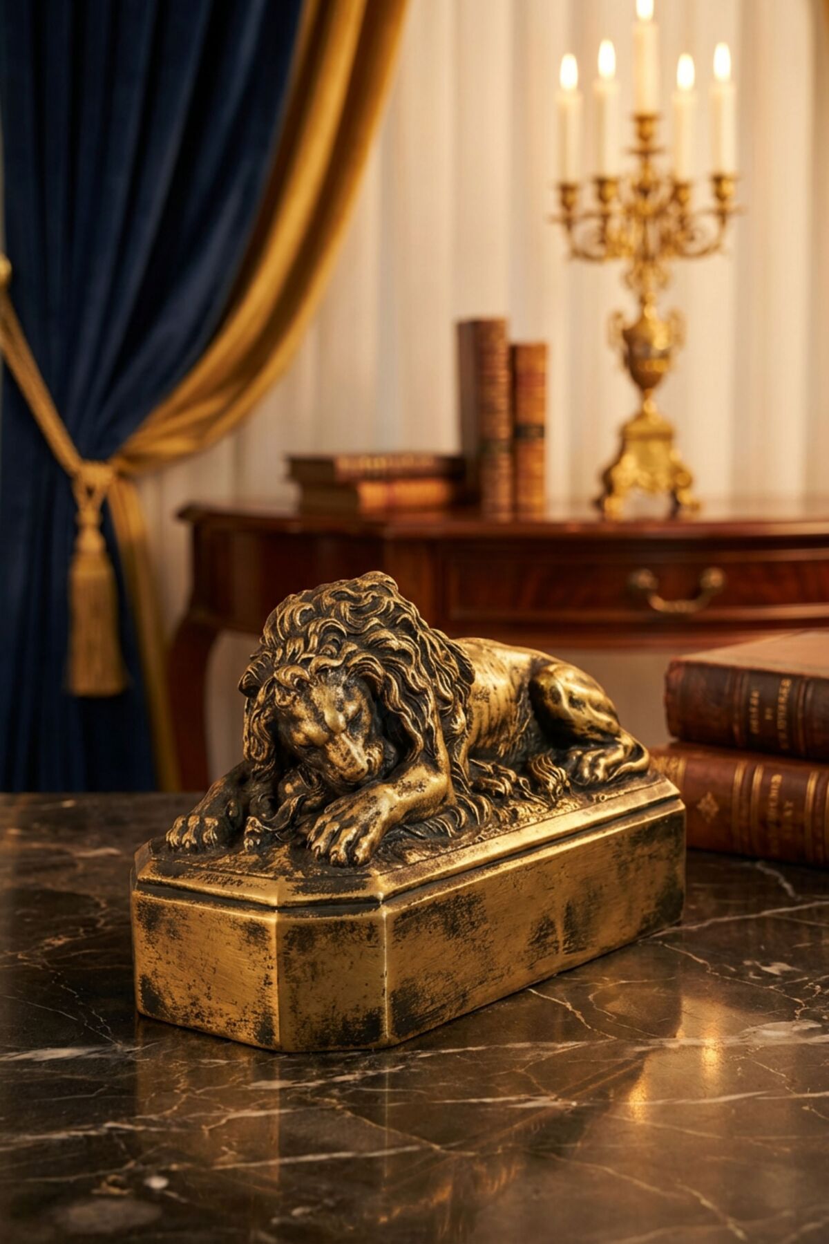 Decorative Object Trinket Home Decoration Sculpture Living Room Table Top Ornament Lion Gold Antique Model 56
