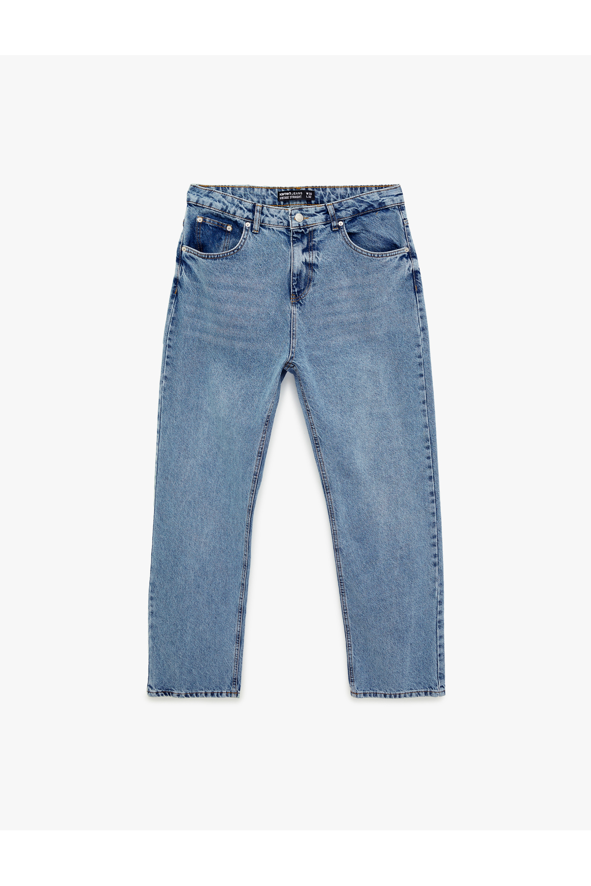 Koton Normal Bel Düz Paça Pamuklu Vintage Straight Fit Jean Pantolon görsel 3