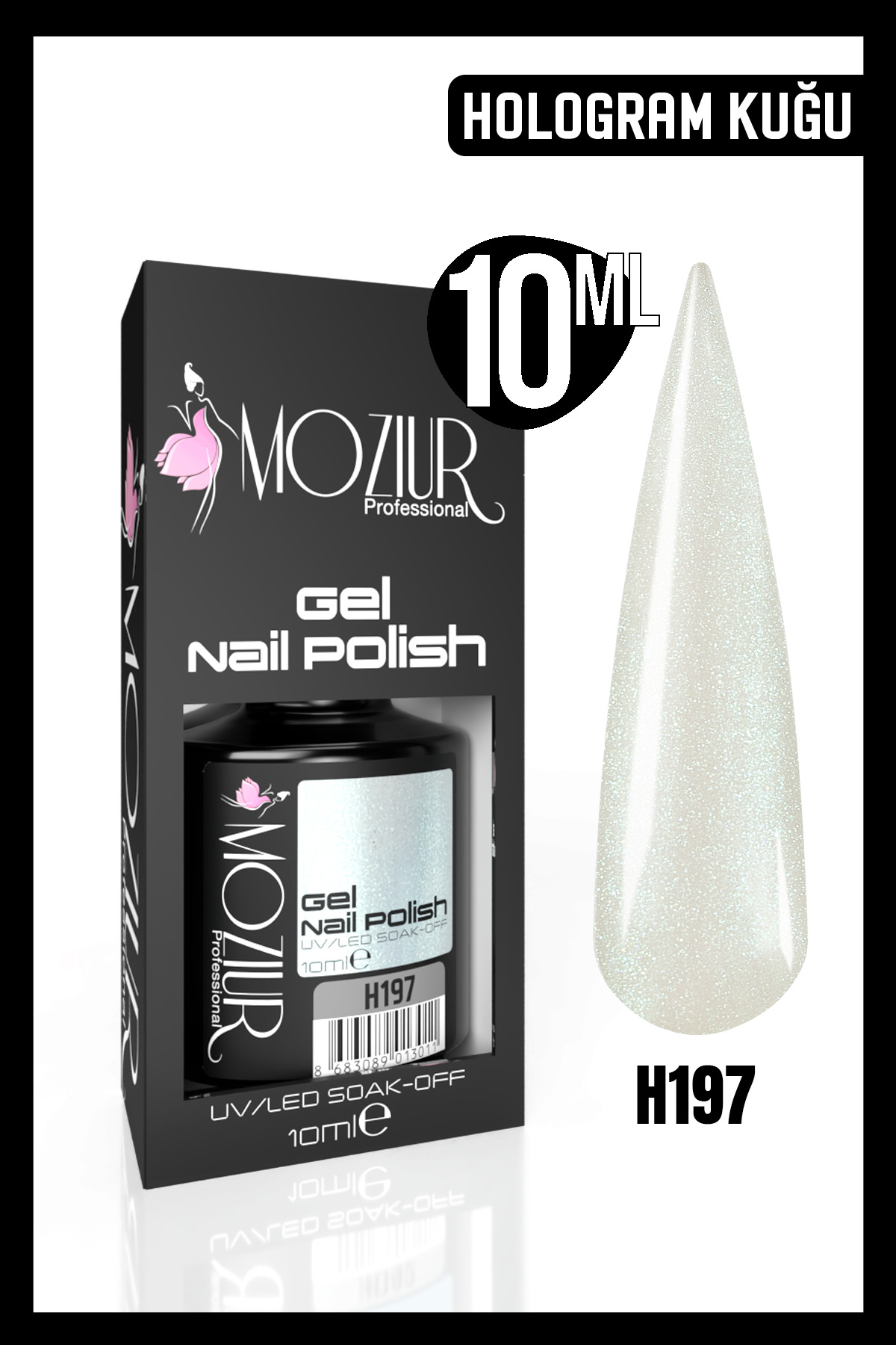 MOZIUR H197 Uv Led Kalıcı Oje (SEDEFLİ FRENCH BEYAZI) 10ml — سفید 8683089012311