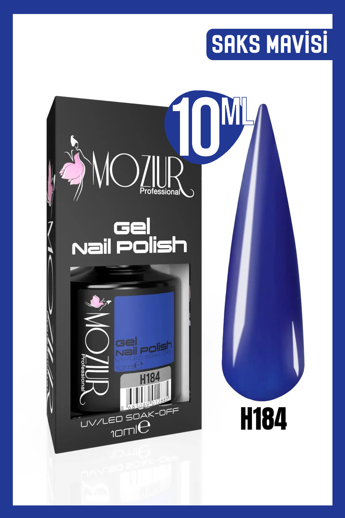 MOZIUR لاک دائمی ناخن UV LED H184 (NAVY SERIES) 10ml — سرمهای 8683089012311