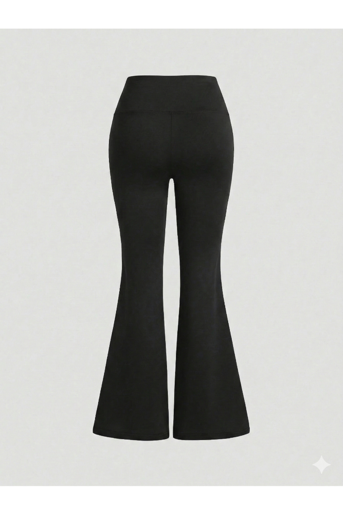 peelter  Kadın Siyah Şardonlu Kuşaklı Toka Detay Ispanyol Paça Toparlayıcı Tayt Flared Pantolon - Görsel 4