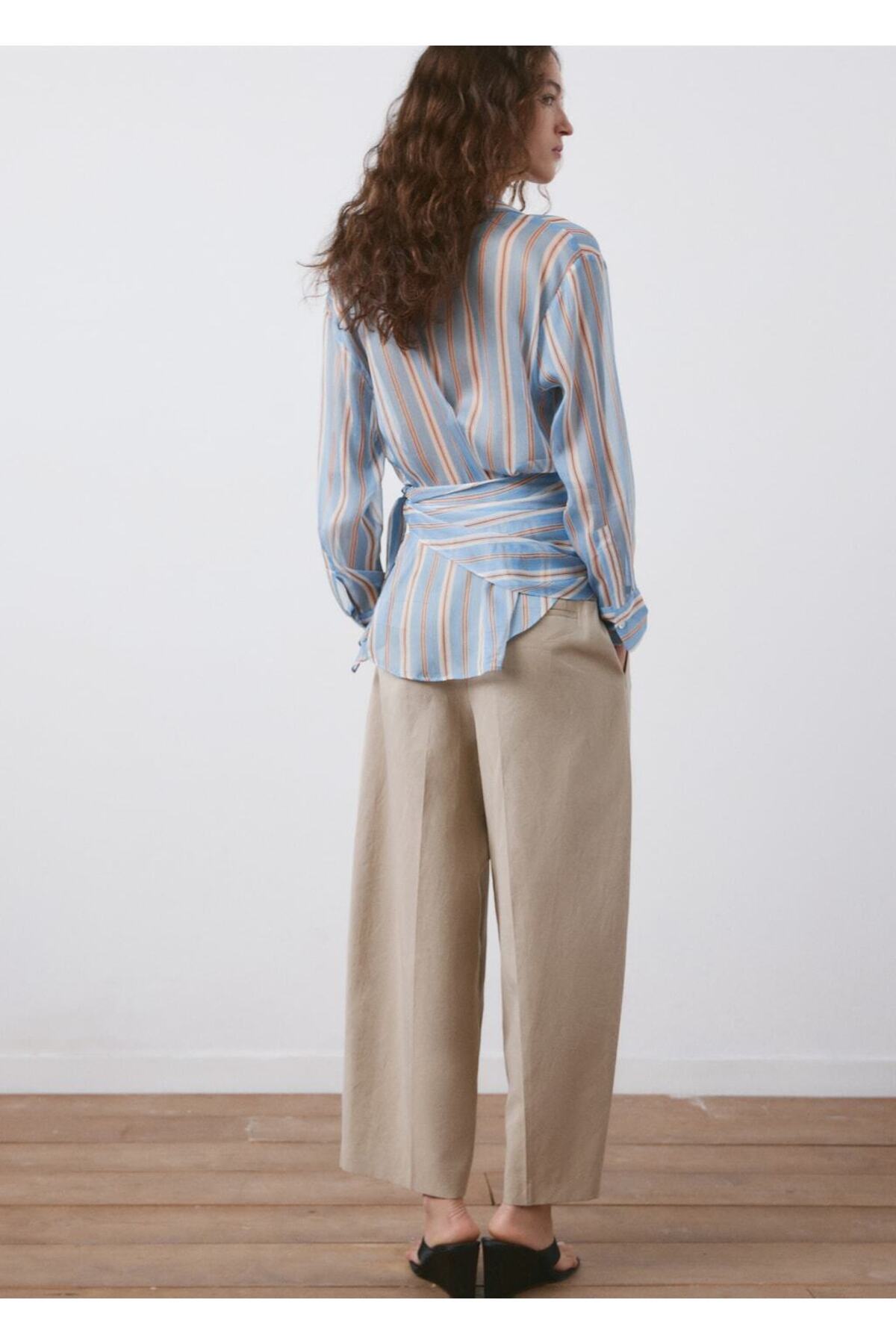 MANGO  Mendil desenli çizgili gömlek - Görsel 4