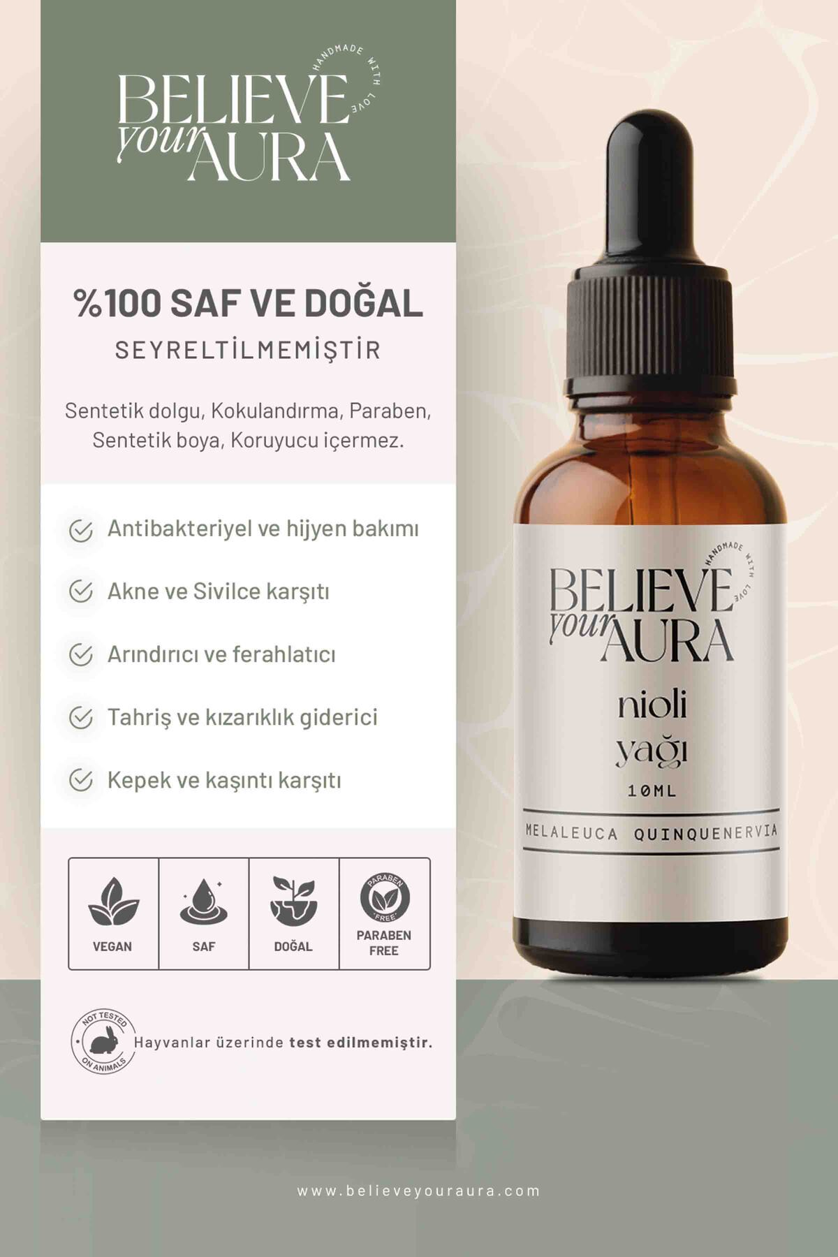 Nioli Uçucu Yağı - %100 Saf Ve Doğal Cilt Ve Saç Bakım Yağı - Niaouli Oil - 10 ml — ATYNIO — تصویر 2 از 8