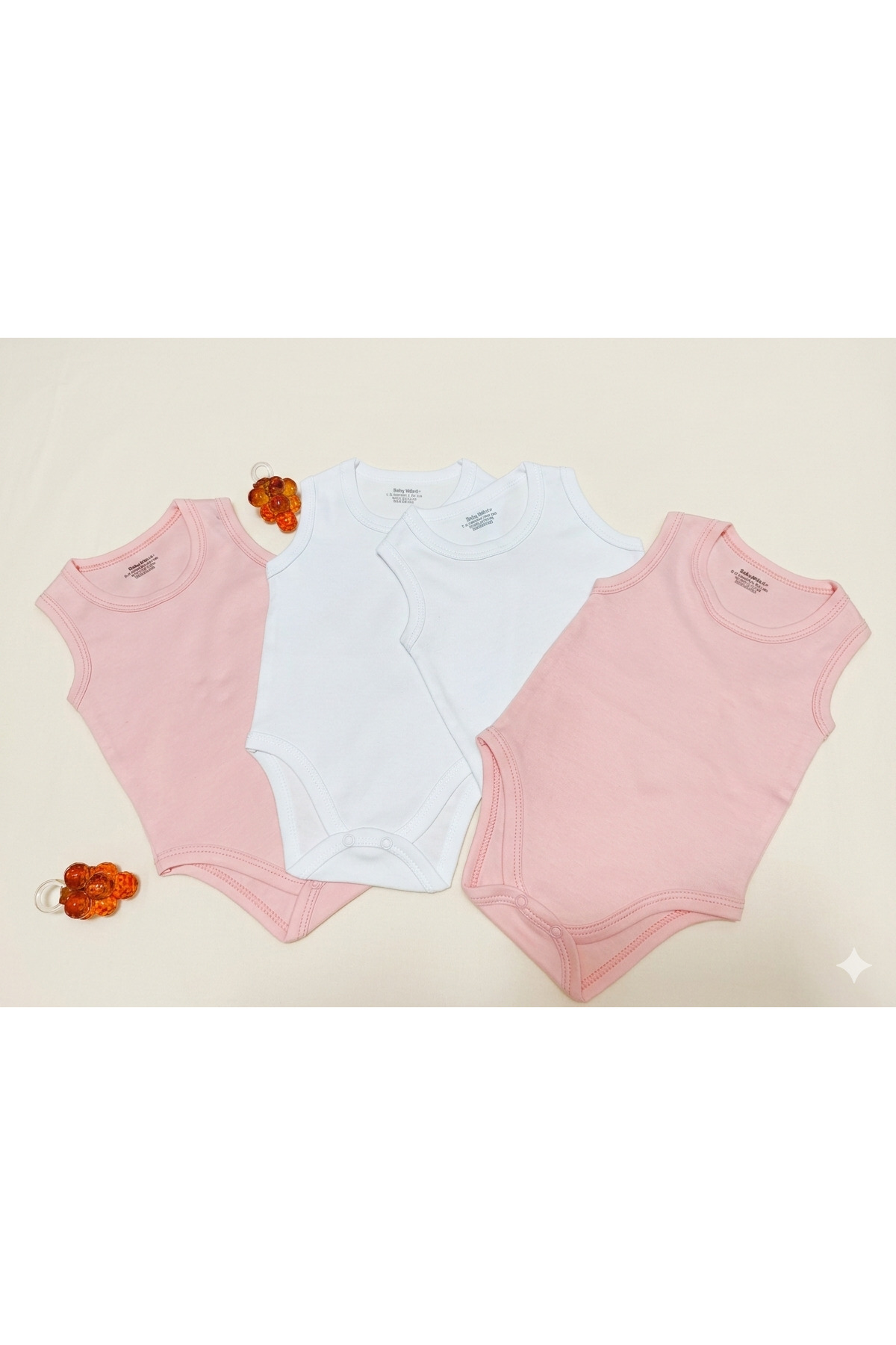 Baby Nife % 100 pamuklu 4 ' lü çıtçıtlı bebek body zıbın/organik bebek atlet fotoğrafı 2 (önizleme)