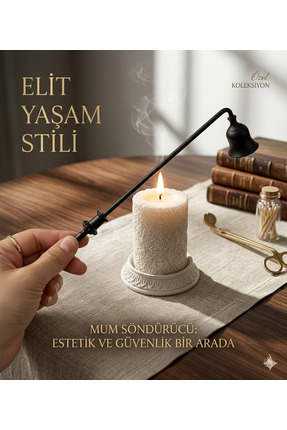 Mumlight Pirinç El Yapımı 23 Cm Mum Söndürücü Siyah Renk