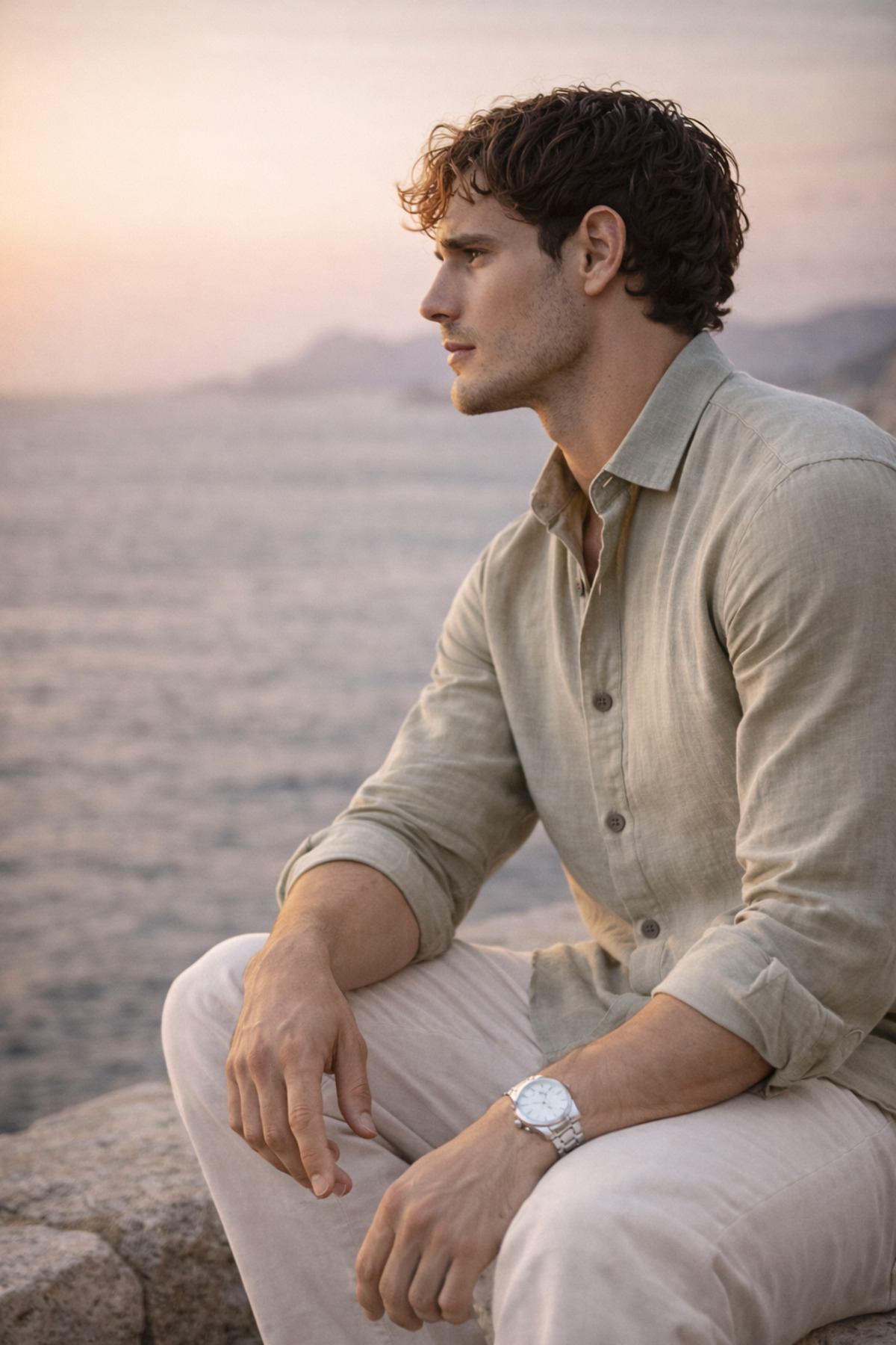 Valiberta  Nefes Alabilir Yarım Oversize Müslin Kumaş Uzun Kol Yakalı Erkek Gömlek - Açık Haki - Görsel 5