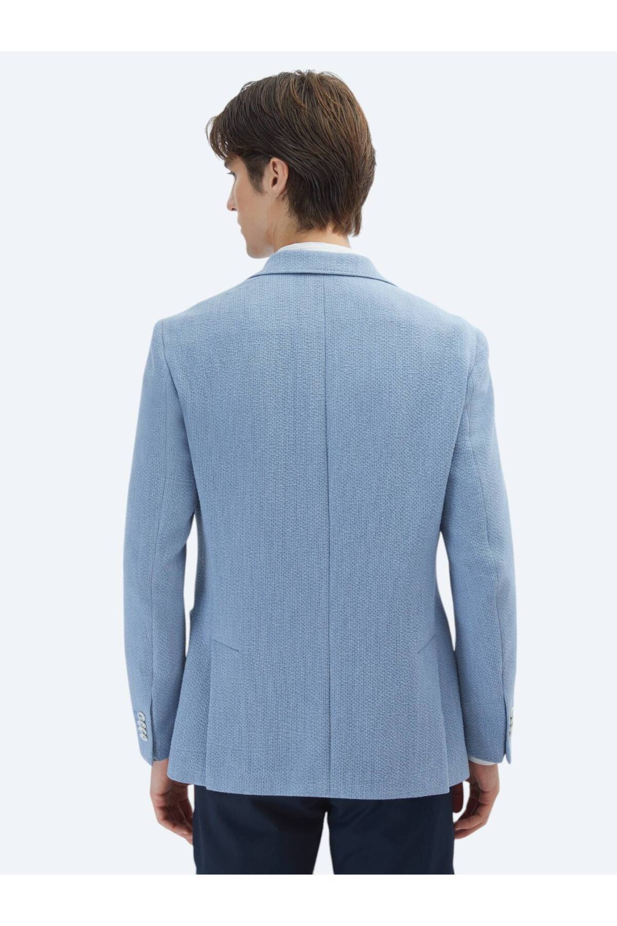 Kip  Mavi Desenli Modern Fit Ceket - Görsel 6