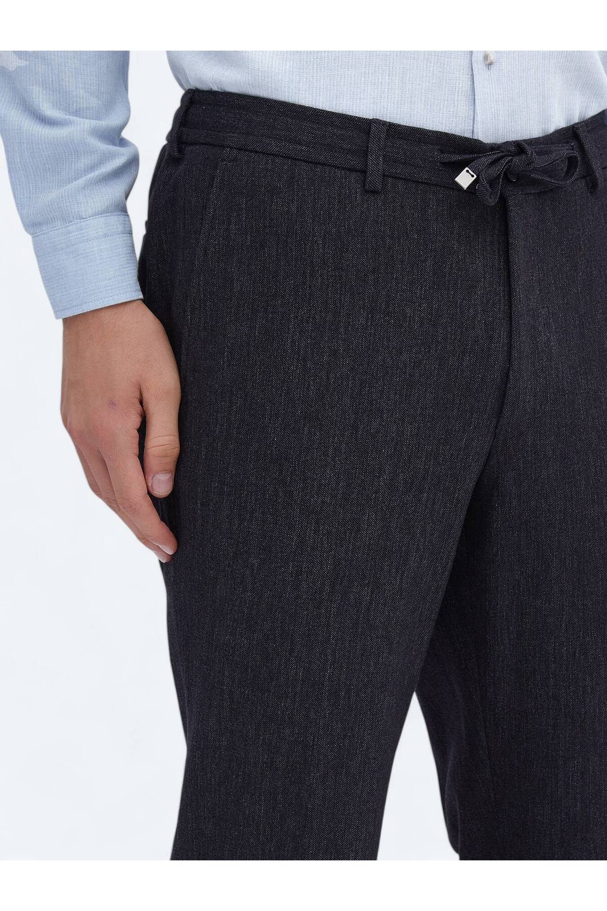 Kip Siyah Düz Modern Fit Pamuk Karışımlı Takım Elbise görsel 8