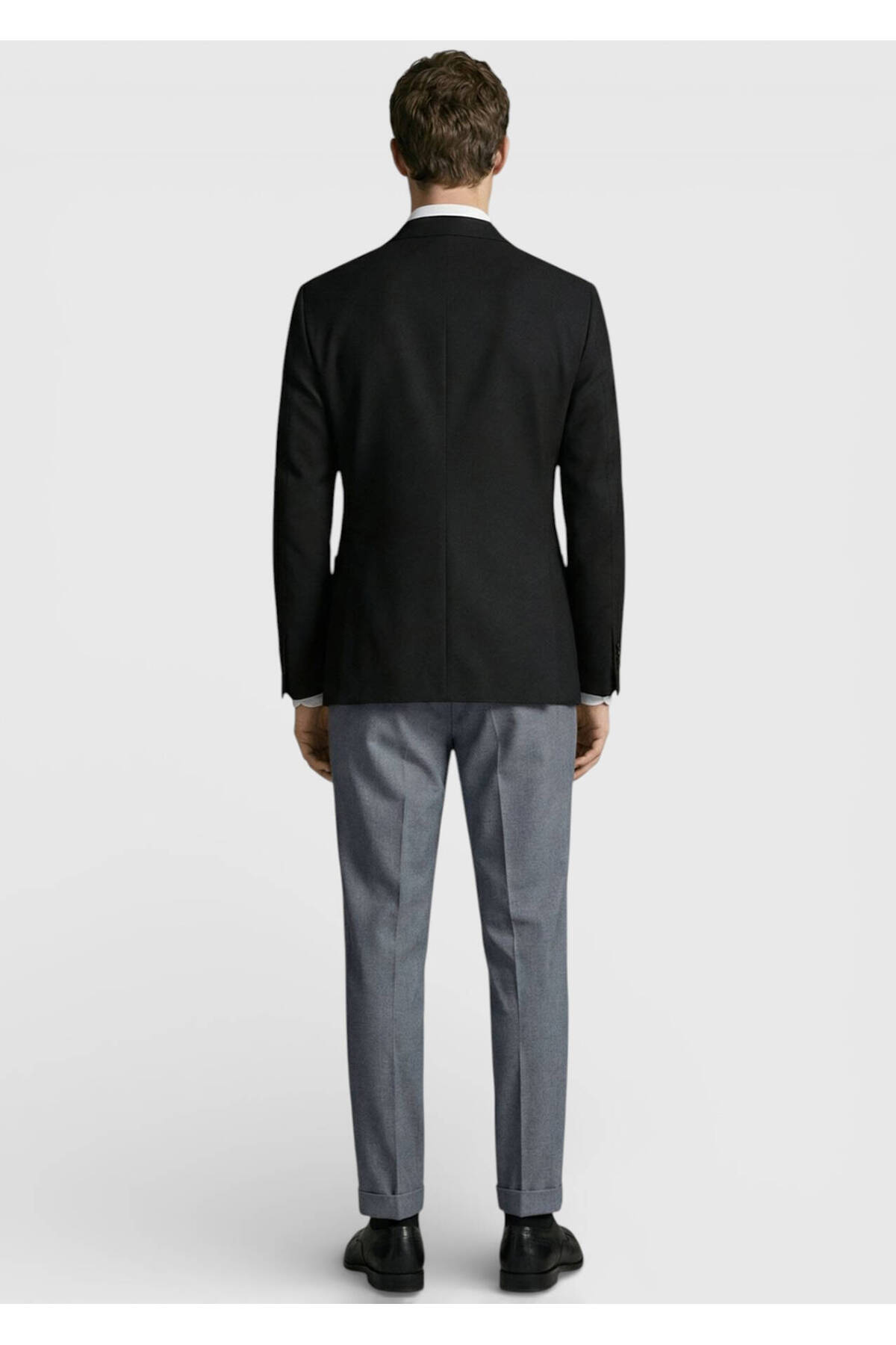 Ramsey  Siyah Düz Zeroweight Slim Fit %100 Yün Ceket - Görsel 4