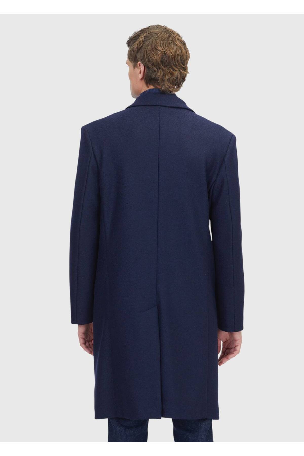 Ramsey  Lacivert Regular Fit Casual Örme Palto - Görsel 8