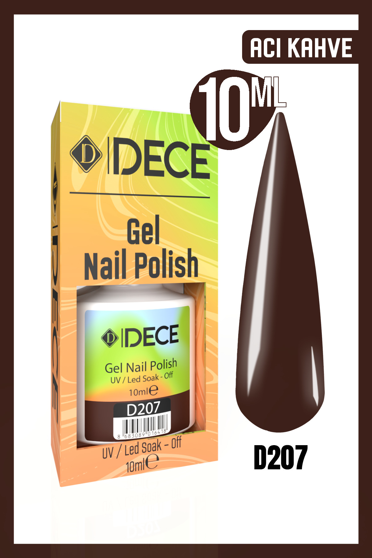 Kalıcı Oje Uv Led D207 (KAHVE SERİSİ) 10ml — قهوه‌ای 868308901603603
