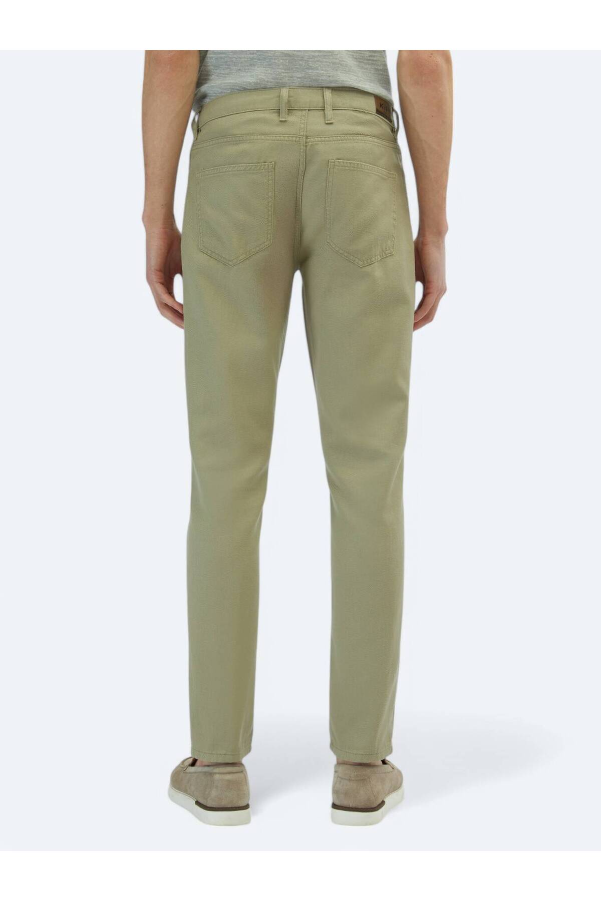 Kip  Açık Yeşil Düz Dokuma Regular Fit Casual Pamuk Karışımlı Pantolon - Görsel 4