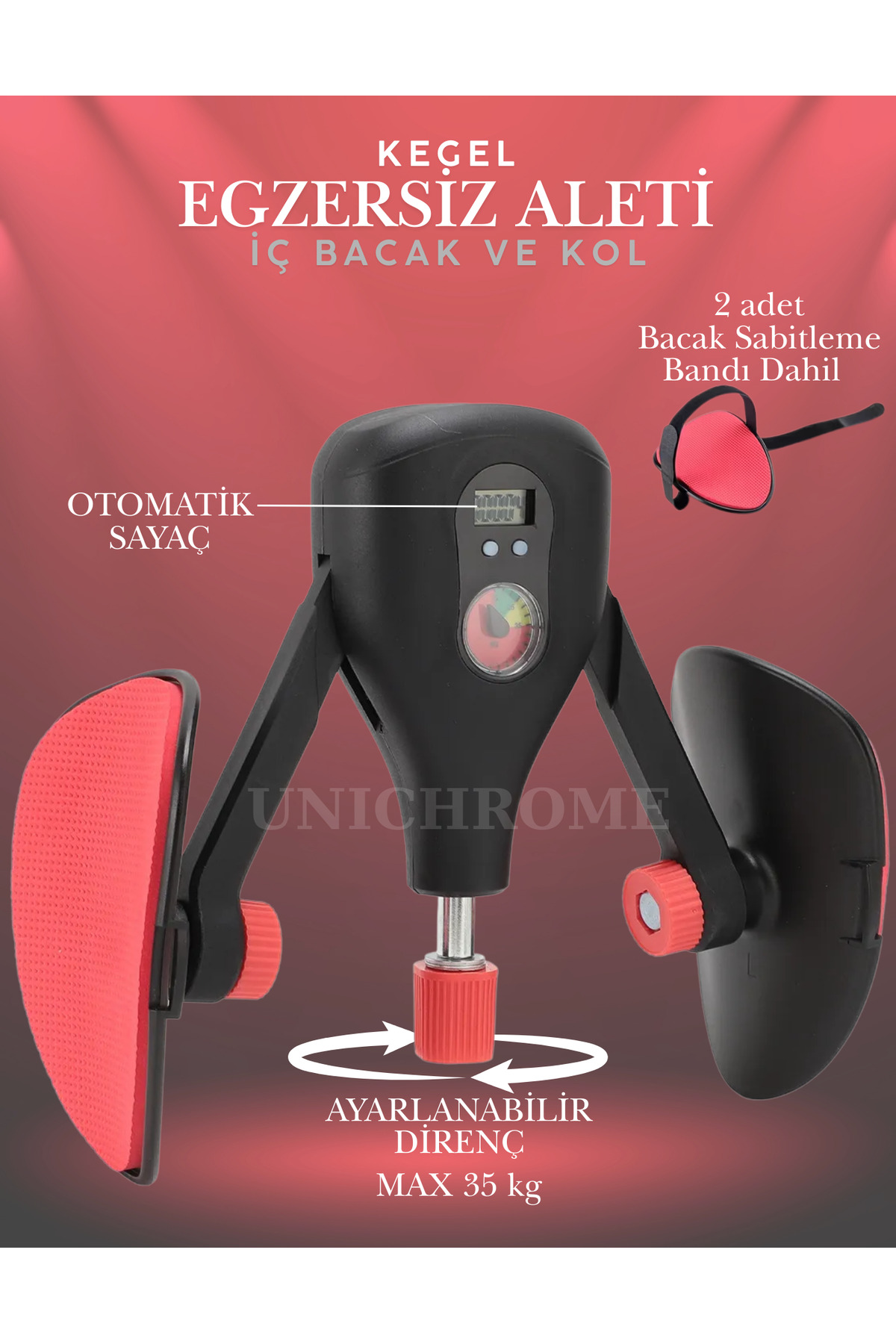 Unichrome İç Bacak Egzersiz Aleti 35 Kg Ayarlanabilir Kegel Cihazı Pelvik Kas Aleti Kalça Kol Sıkılaştırıcı