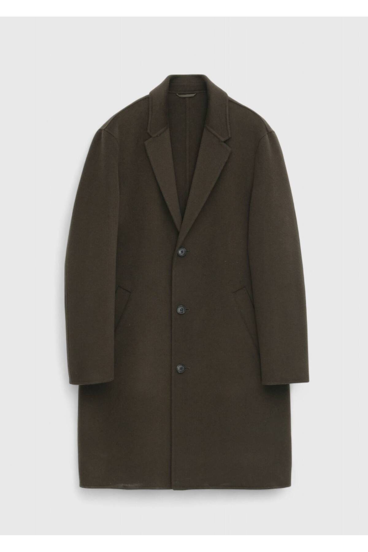 Ramsey  Haki Regular Fit Kelebek Yaka Klasik Dokuma Palto