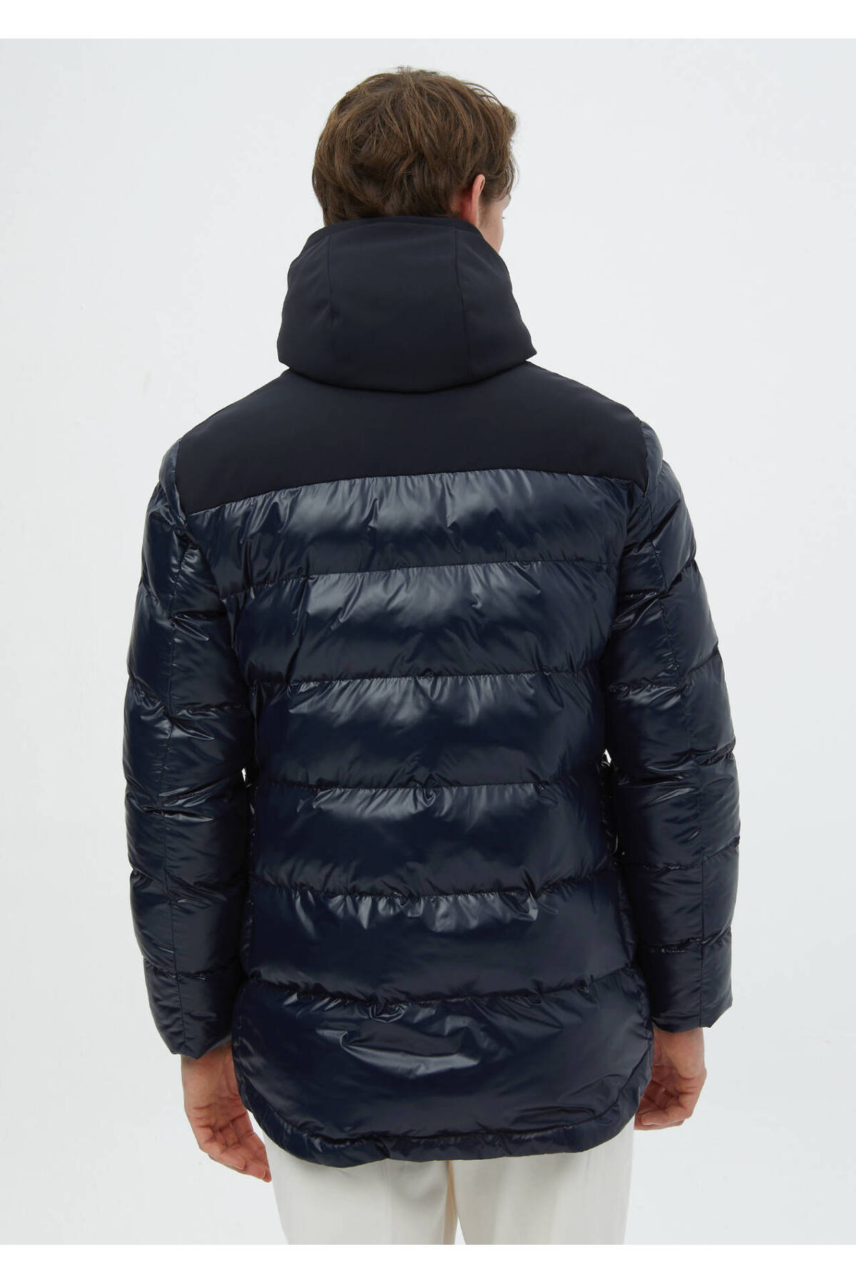 Ramsey Lacivert Regular Fit Kapüşonlu Casual Dokuma Kaban görsel 7