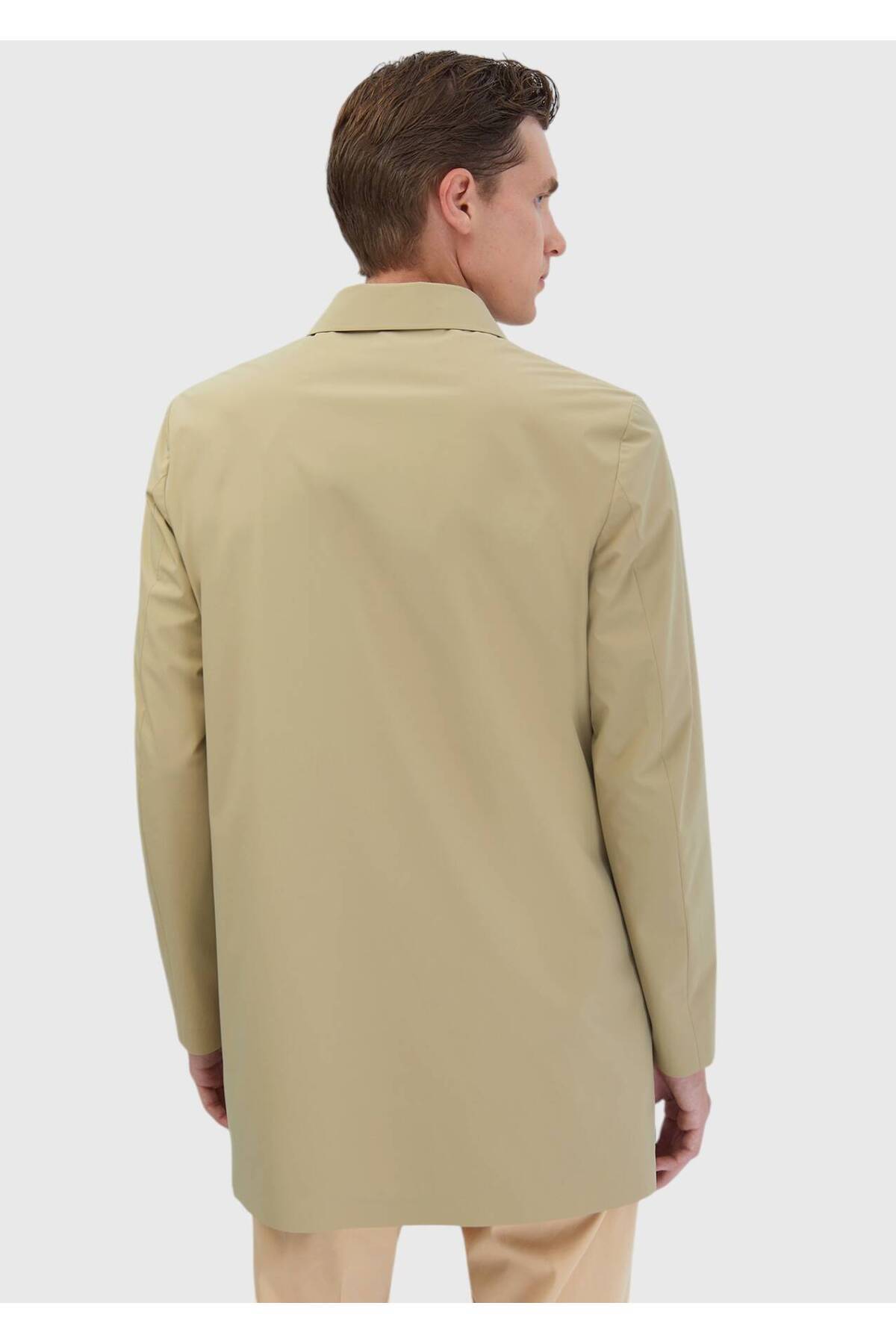 Ramsey  Safran Regular Fit Gömlek Yaka Casual Dokuma Pardösü - Görsel 6