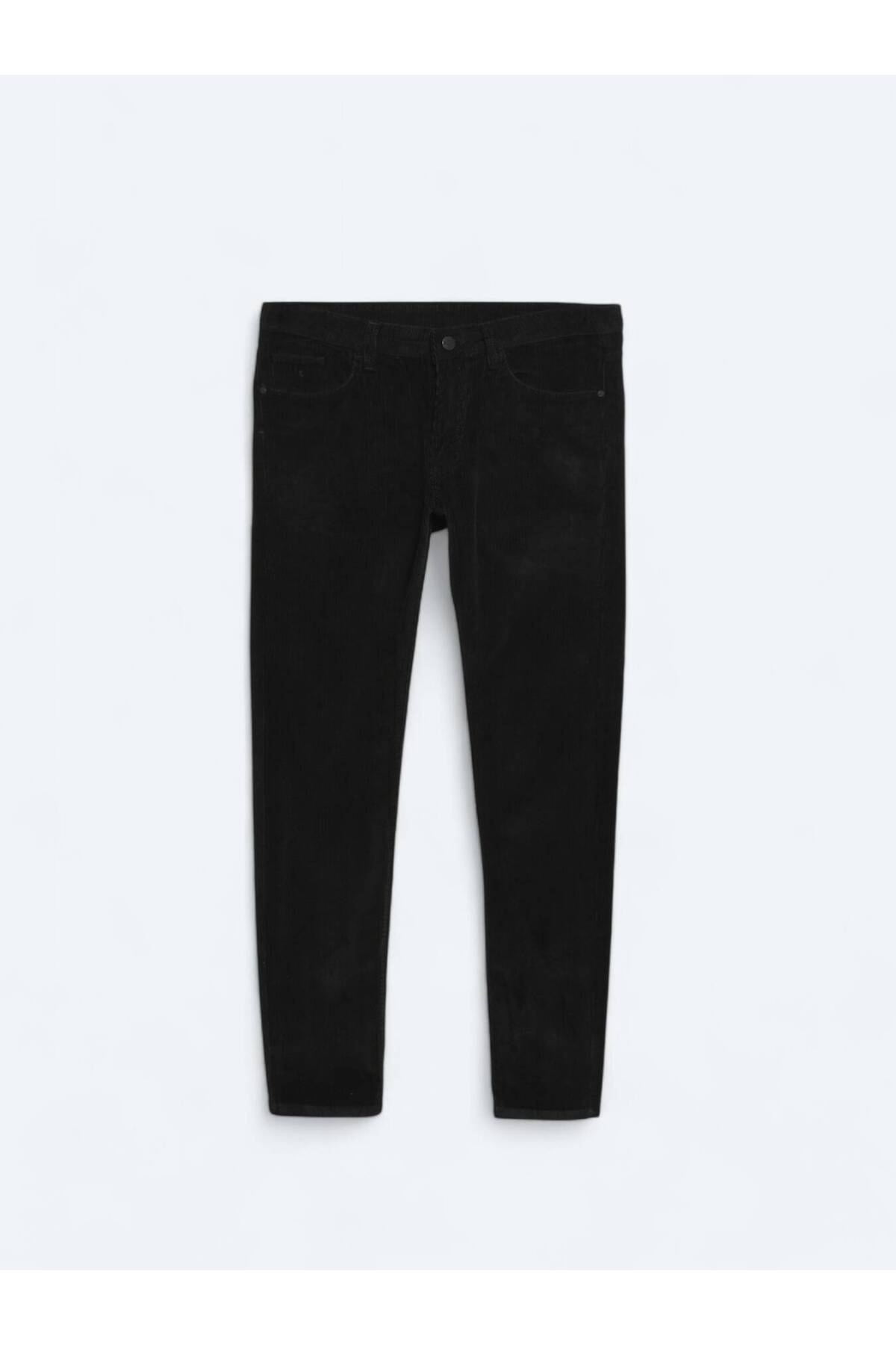 Kip Siyah Dokuma Slim Fit Kadife Casual Pamuk Karışımlı Pantolon görsel 6
